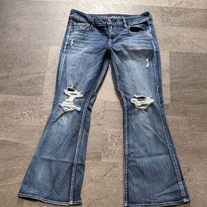 American Eagle Outfitters Distressed Blue Boot Cut Jeans